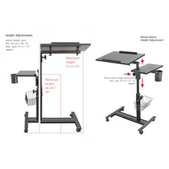 Isomars Multipurpose Laptop Table Study Desk, Lockable Wheels, & Height Adjustable for Breakfast Table, WFH & Online Classes Made in India (White)