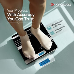 Longway Weight Machine for Home | Digital Bathroom Scale for Human Body Weight Measurement | Extra Thick Tempered Glass with LCD Display | 3 Years Warranty (Blue | Max Weight 180Kgs | Sapphire)