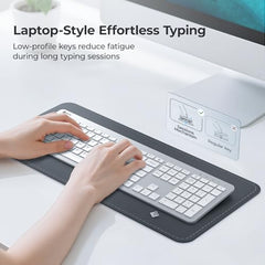 iClever GK08 Wireless Keyboard and Mouse - Rechargeable Ergonomic Keyboard with Number Pad, Silent Typing, 2.4G Stable Connection, Slim Design for Mac & Windows (Silver)