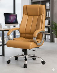 INNOWIN Profit High Back Orthopedic Boss Chair with 3 Year Limited Warranty | Leatherette Office Chair | Ergonomic Executive Chair with Spacious Cushioned Seat | Heavy Duty Metal Base | Grey
