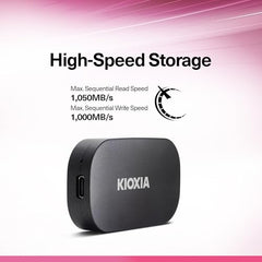 KIOXIA EXCERIA Plus G2 Portable 2TB / Up to 1,050MB/s Read 1000MB/s Write,MIL-STD Drop Tests, 256 AES Encryption, Photographers, Content Creators and Gaming,Smartphone,Mac Compatible External SSD