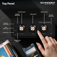Schneider ENERZA HP20 Portable Wireless Bluetooth Speaker | 20W Triple-Driver 360° Sound | Auracast™ & Bluetooth 5.4 | IPX4 Splash Proof | Fast Charge 0–80% in 1Hr | 10Hr Playtime - Black