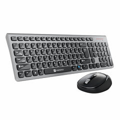 Portronics Key2 Combo Wireless Keyboard and Mouse Set,with 2.4 GHz USB Receiver,Silent Keystrokes,1200 DPI Optical Tracking,Compact Design,Multimedia Keys for PC,Laptop & USB Supported Devices(Grey)