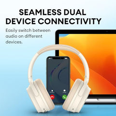 Edifier Wh700Nb Active Noise Cancelling Headphones - 68H Playtime - Ai Call Noise Cancellation - Dual Device Connection - Lightweight & Foldable Design - Fast Charge - Bluetooth 5.3 - Ivory - On Ear