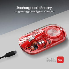 Portronics Toad 8 Transparent Wireless Bluetooth Mouse with Dual Wireless (BT + 2.4 GHz), Rechargeable Battery, Noise-Free Clicking, Show/Hide Desktop, Multi-Device Pair, Adjust Sensitivity (Grey)
