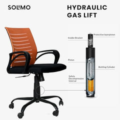 Amazon Brand - Solimo Worklo Mid Back Office Chair for Work from Home | Study | Revolving | Computer (Heavy Duty Powder Coated Metal Base, Stylish Black Mesh)