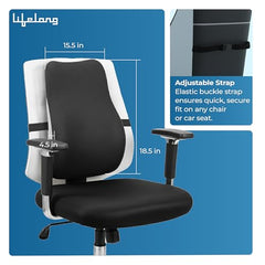 Lifelong Back Support Cushion for Office Chair & Car | Ergonomic Memory Foam Design for Better Posture, Reduced Fatigue, and Comfortable Sitting During Work or Travel
