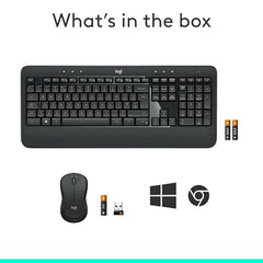 Logitech MK540 Advanced Wireless Keyboard and Mouse Combo for Windows, 2.4 GHz Unifying USB-Receiver, Multimedia Hotkeys, 3-Year Battery Life, for PC, Laptop - Black