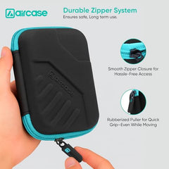 AirCase Hard Disk Cover Case for 2.5 Inch HDD SSD - Lycra EVA Hardshell, Water Resistant | Mesh Pocket for USB Cable, Earphone, Power Bank, Charger | Multi-Gadget Travel Pouch (Grey)