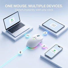 Offbeat Ivy Blutooth 5.2 + 2.4Ghz Wireless Gaming Mouse | Triple Device connectivity | 5000 DPI 1000 hz pollinng Rate 6D Button | 600 mAh Battery 100 Hours Playtime | Silent Click (Black)