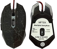 MFTEK Gaming Combo - LED Backlit USB Wired Keyboard and Mouse | 7 Button Lighted Mouse and Large Size Mouse Pad | Mechanical Feeling Keyboard | 114 Keys Letters Glow | Combo Set of 3 (Black)