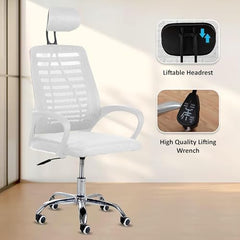 Casa Copenhagen Mesh Mid Back Office/Study/Computer/Revolving/Desk Chair for Work from Home -Metal Base, Height Adjustable Seat - Grey Milange & Black Handle
