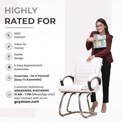 KITHANIA Executive Office Home Study Chair Library Chair with Cushioned Arm Rest & Seat Back, Reception or Conference Room Seating, 100 Kgs Limit (2, Pink, Double Pipe Chrome Frame)