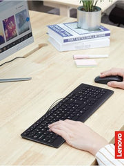 Lenovo 305 USB-C Wired Keyboard & Mouse Combo, Black, Spill-Resistant, Narrow Border, Adjustable Tilt, Full-Size Keyboard & Mouse, Compatible with Laptop, PC, Tablet, USB-C Connectivity Gaming Office