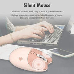 Lomiluskr Cute Cat Wireless Mouse, Lightweight Soundless Mice, 2.4G Wireless Mice, Candy Colors, Kawaii Mouse for Girls and Kids (Purple)