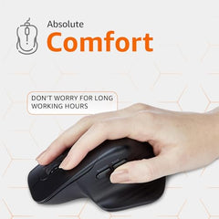 amazon basics Pro Series 650 mAh Wireless Rechargeable Ergonomic Mouse for PC, Mac, Laptop | 3 Adjustable DPI Settings Up to 1600 | Shortcut Buttons | Tri-Mode connectivity (Black)