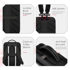 RARE RABBIT Gallardo Backpack 2 20L Water Repellent Backpack - Anti-Theft Business Travel Bag with 16" Laptop Compartment, Free Size