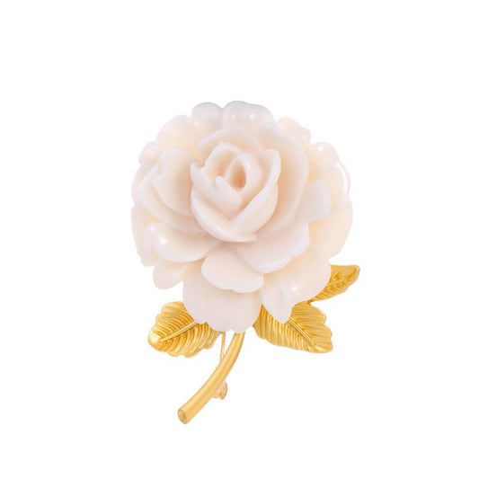 SYGA Brooch Pin Fashion Crystal Rhinestone Jewellery Pin Vintage Clothing Accessories Decoration White Rose Flower Brooches - S223