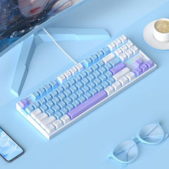 MageGee 75% Mechanical Gaming Keyboard with Brown Switch, LED White Backlit Keyboard, 87 Keys Compact TKL Wired Computer Keyboard for Windows Laptop PC Gamer - Retro Grey/White