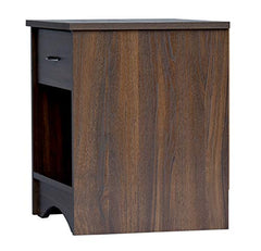 DeckUp Plank Bei Engineered Wood Bed Side Table and End Table (Walnut and White, Matte Finish)