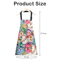 MOMISY Tropical Floral Kitchen Apron – Cooking Apron with Colorful Print, Adjustable Neck Strap (Grey)