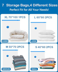 KRUDA Space Saving vacuum bags for clothes with pump Vacuum Compression Storage Bags with Electric Pump | | Reusable Airtight Zip Bags for Blankets, Clothes, Travel Up to 80% Space Saving