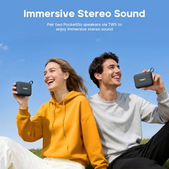 Tribit PocketGo Portable Bluetooth Speaker, 7W, IP68 Waterproof, 20H, Black