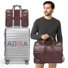 ADISA Laptop Bag for Men - Faux Leather Office Messenger Briefcase with Laptop Compartment for Work, Business, Corporate & Professional Use (LB6055)