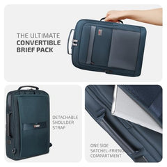 VIP Legacy 17 Inch Convertible Laptop Backpack 25L | Water-Resistant with USB Charging Port | Padded Laptop Sleeve, 3 Compartments, Front Organizer | Office & Travel Backpack for Men & Women (Black)