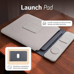 Acer ChargeMate 4-in-1 Wireless Charging Laptop Sleeve for 13" - 16" Laptops | Fast Charging Pad for Phone & Earbuds | Mousepad | Height Adjustable Flap | Magnetic Closure | Waterproof (Grey)