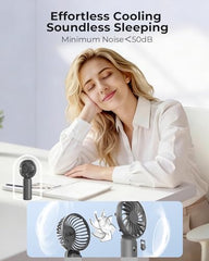 ARCTICOOL Portable Mini Fan - Rechargeable Hand Fan with 3 Adjustable Speeds, 2000mAh Battery, Lightweight Design, Low Noise, and Easy Portability for Indoor and Outdoor Use (Deep Black)