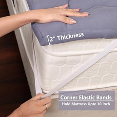 AVI Super Soft 500 GSM Microfiber Bed Mattress Topper for King Size 78x72 Inch | All Season Comfortable Sleep 2 Inch Thick Mattresses Padding King Size -(White, 6.5x6 Feet, 4 Corners Elastic Band)