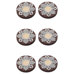 eCraftIndia Wooden Floral Printing Block Decorative Tea Light Candle Holders (Set of 12, Green White) Diwali Christmas Decorations Items for Home Office Christmas Gifts for Women Men Family Friend