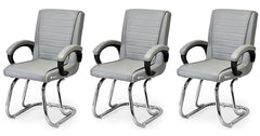 KITHANIA Executive Office Home Study Chair Library Chair with Cushioned Arm Rest & Seat Back, Reception or Conference Room Seating, 100 Kgs Limit (2, Pink, Double Pipe Chrome Frame)