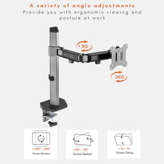 Artikel Double Monitor Desk Mount | Adjustable Heavy Duty Monitor Arms | VESA Mount with C Clamp & Grommet Mounting Base | Computer Monitor Stand for Screen up to 27 inch | Table Mounted | Black