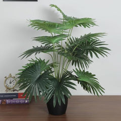 GARDEN GYANI Artificial Areca Palm Plant with Black Pot – 145 cm Tall Faux Tropical Decorative Plant with 35 Leaves for Home, Office & Living Room Décor