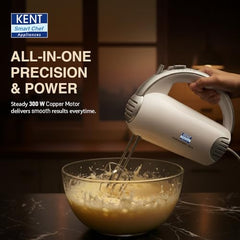 KENT 150W, 5 Speed Control, Copper Motor, Multiple Beaters, Overheating Protection, Food Grade Plastic Body Hand Blender (White)