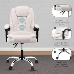 Casa Haus Italia Premium Leatherette Office Chair for Work | Boss Chair, Ergonomic Executive, Luxurious Cushioned Arms & Seat, 2 Point Back Massager, Heavy Duty Metal Base (Burgundy)