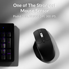 Keychron M6 Silent Wireless Gaming Mouse, 1000Hz Polling, Bluetooth 5.3/2.4GHz/Wired, PixArt 3311 Optical Sensor up to 12,000 DPI, Lightweight 3.03 oz(86g), Programmable, for Windows/Mac/Linux – Black