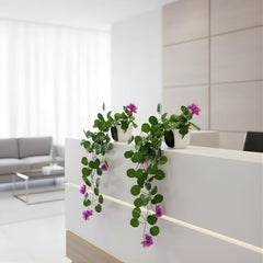 fancymart Artificial Flower Plant Home Décor with Small Size Pot | Pack of 2 | Plant Hanging for Home Decor | Office Decor (DESIGN-01)