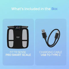 FITTR SENSE Smart Scale Pro, Tracks 50+ Health Metrics, Body Composition, Heart Rate, Body Fat Analysis and More, Auto Identifies User, Seamless FITTR App Sync, Black