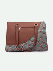 ZOUK Office Essential Bag | Jute | Vegan Leather Handcrafted Tote Bag With Double Handle Shoulder Strap | Bristel