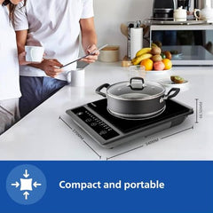 Philips HD4934/00 Induction Cooktop, Black & Grey | 1300W | Triple MOV for 4kW surge protection | soft touch control | 7 Preset Menus | 3 Years warranty on Coil