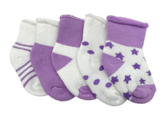 MOMISY 5 Pairs Tube Socks for children Toddlers Infant Baby Girl Boys (Purple, 1 year to 3 year)