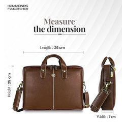 HAMMONDS FLYCATCHER Men Genuine Leather Office Bag - Laptop Bag - Padded Laptop Compartment, Fits 14 Inch Laptop - Adjustable Strap, 1 Year Warranty - Office, Travel, Daily Use - Brushwood, Brown