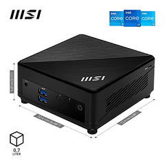 MSI Cubi 5 12M Mini PC Barebone - Intel Core i5-1235U CPU, 4 x USB (10Gbps), Thunderbolt 4, HDMI 2.0b & DP 1.4, Wi-Fi 6E, Bluetooth 5.3 - Black, Support Windows 11 Pro