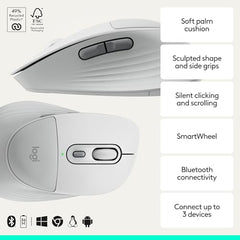 Logitech Signature Comfort Plus M850 L Wireless Mouse, Bluetooth Mouse with Palm Cushion, Silent Clicks, 24-Month Battery, Customizable Buttons, for Windows, Mac, iPad - Graphite