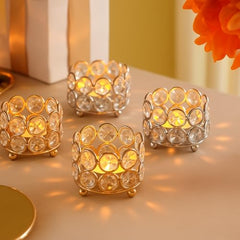 CentraLit Tealight Candle Holder Votives Bowl Iron Artware for Home Decoration, Christams Diya Diwali Decoration Lights Centerpieces for Wedding Home Party Table Decor (Gold (Pack of 10))