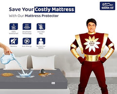 GADDA CO 100% Waterproof Premium Cotton Feel Mattress Protector King Size 78x72 Inch|Ultra Soft Breathable & Fitted Bed Protector Terry Cover Double Bed (6.5x6 feet, Fits 10 Inches, Grey)