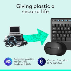 Logitech MK345 Wireless Combo Full-Sized Keyboard with Palm Rest and Comfortable Right-Handed Mouse, 2.4 GHz Wireless USB Receiver, Compatible with PC, Laptop - Black